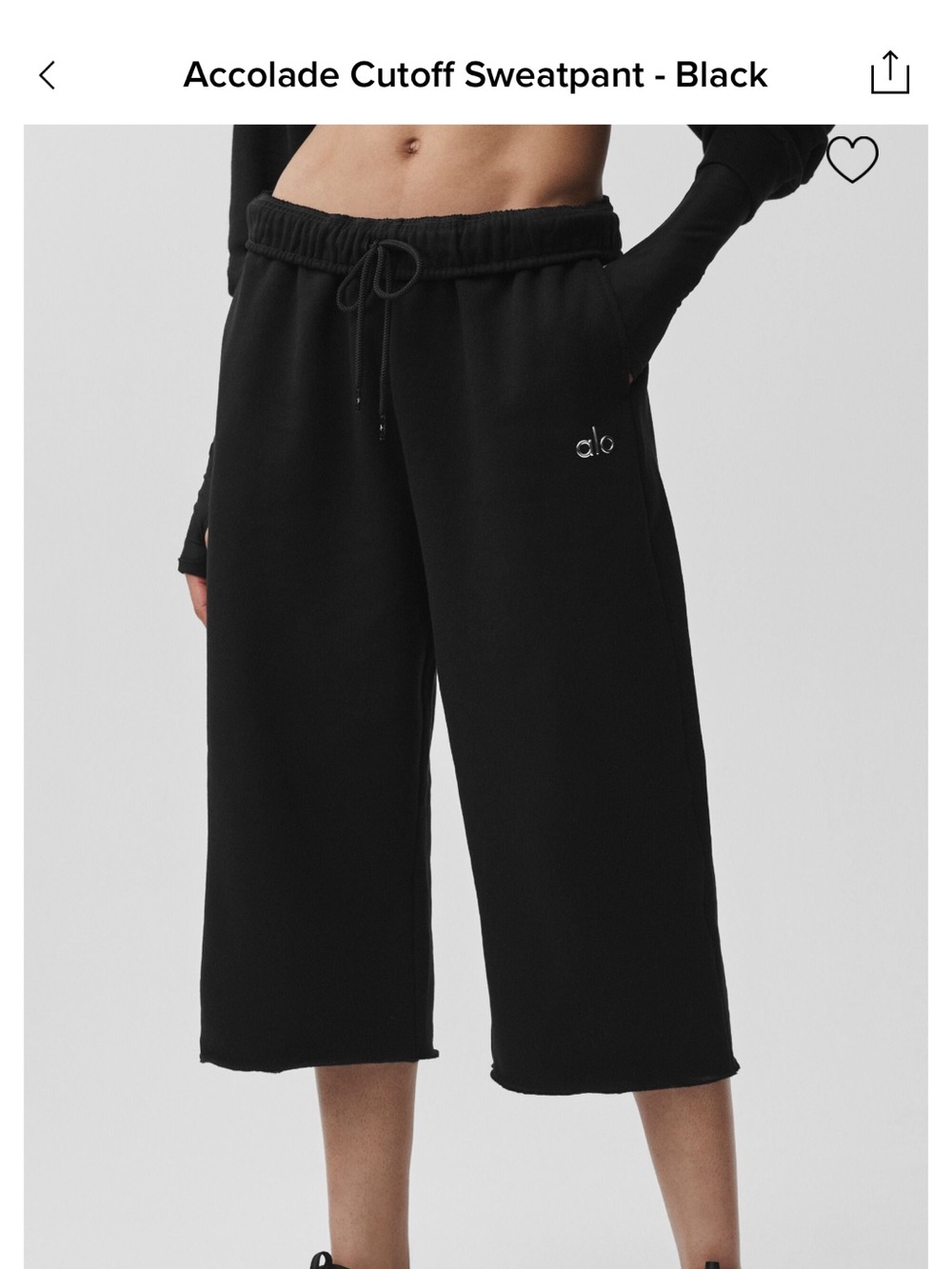 EUC Alo Accolade Cutoff Sweatpants in Black